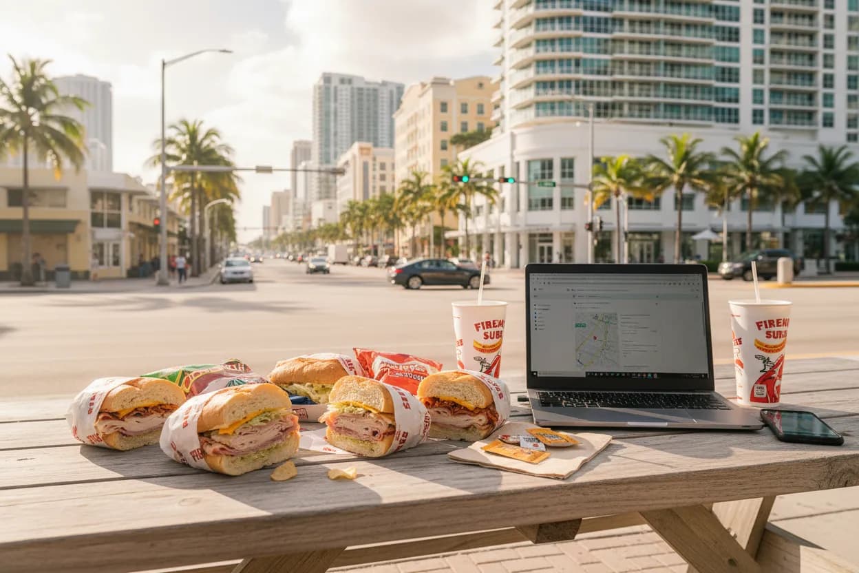 Realistic Miami scene for Miami Firehouse Subs Guide for Office Lunch Catering