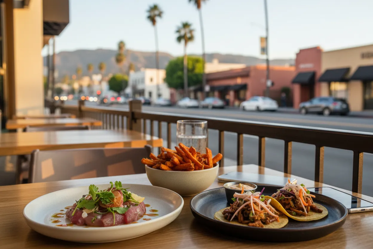 Realistic Los Angeles scene for LA Resy Reservations Guide for Popular Dinner Spots
