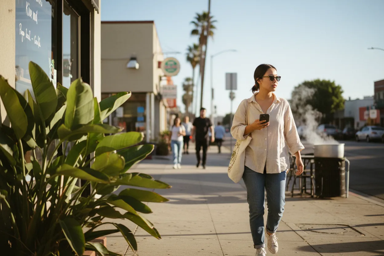 Practical city scene for LA Vietnamese Food Guide for Pho, Coffee, and Bowls