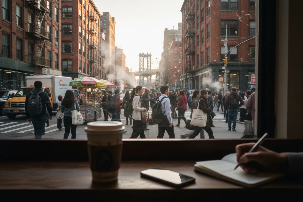 Realistic city scene for king charles: The NYC Source-Checking Route