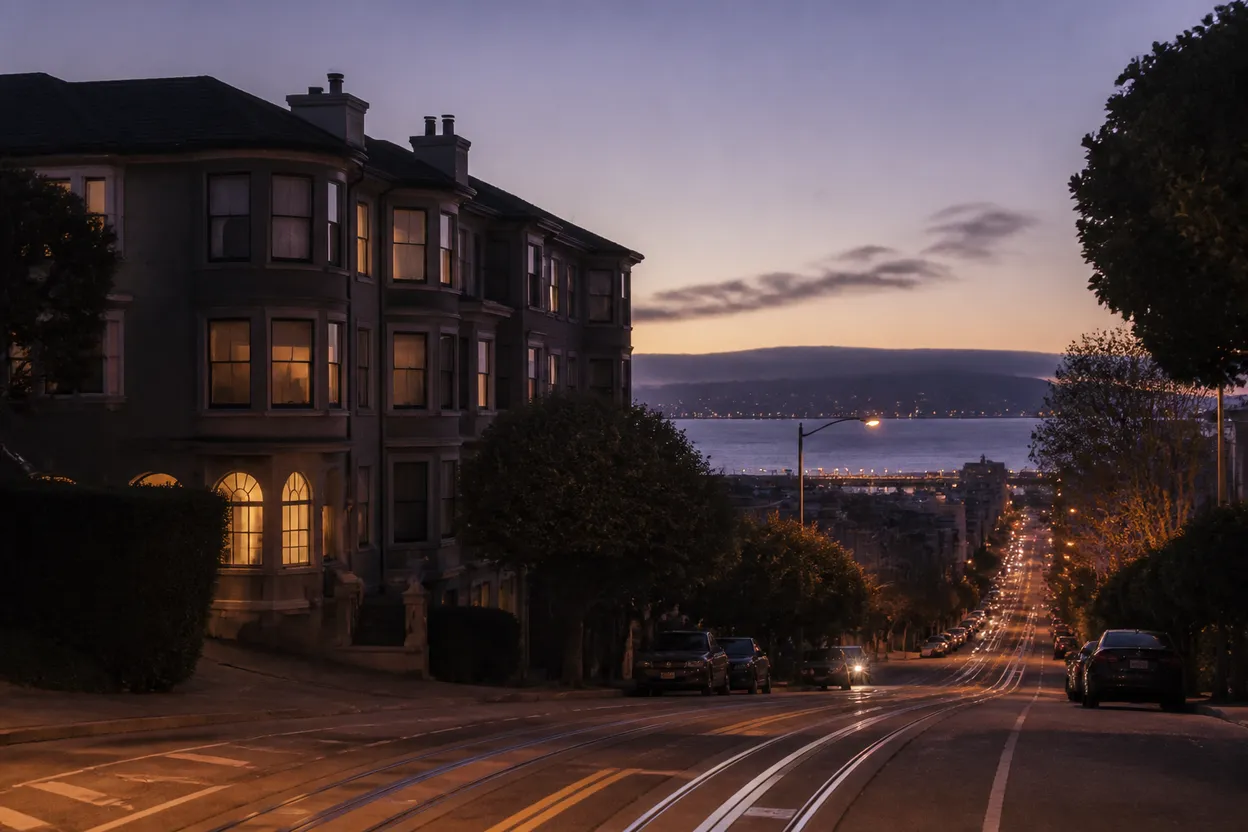 Realistic city scene for perez hilton: A San Francisco Dinner Route With Backups