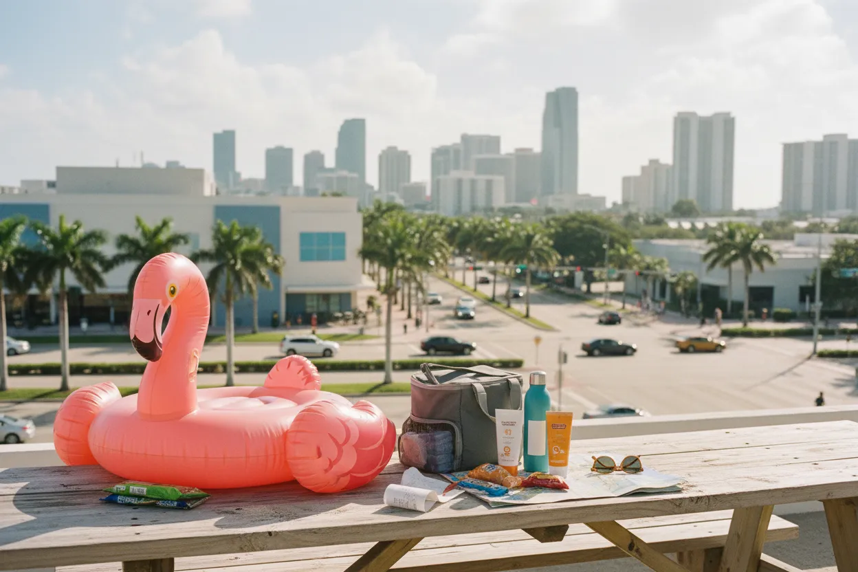 Realistic Miami scene for Miami Walmart Near Me for Budget Vacation Supplies
