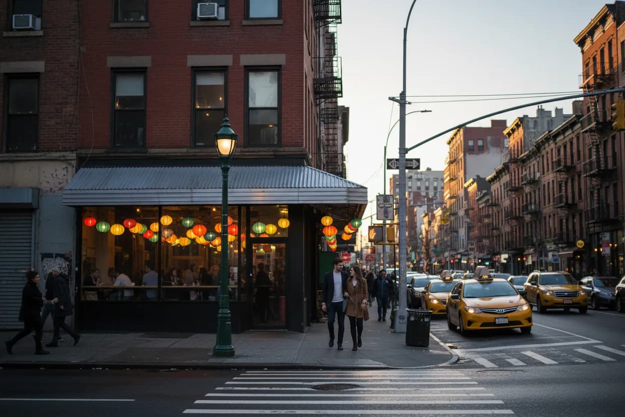Realistic NYC scene for Soothr NYC Guide for Thai Dinner Before Downtown Drinks