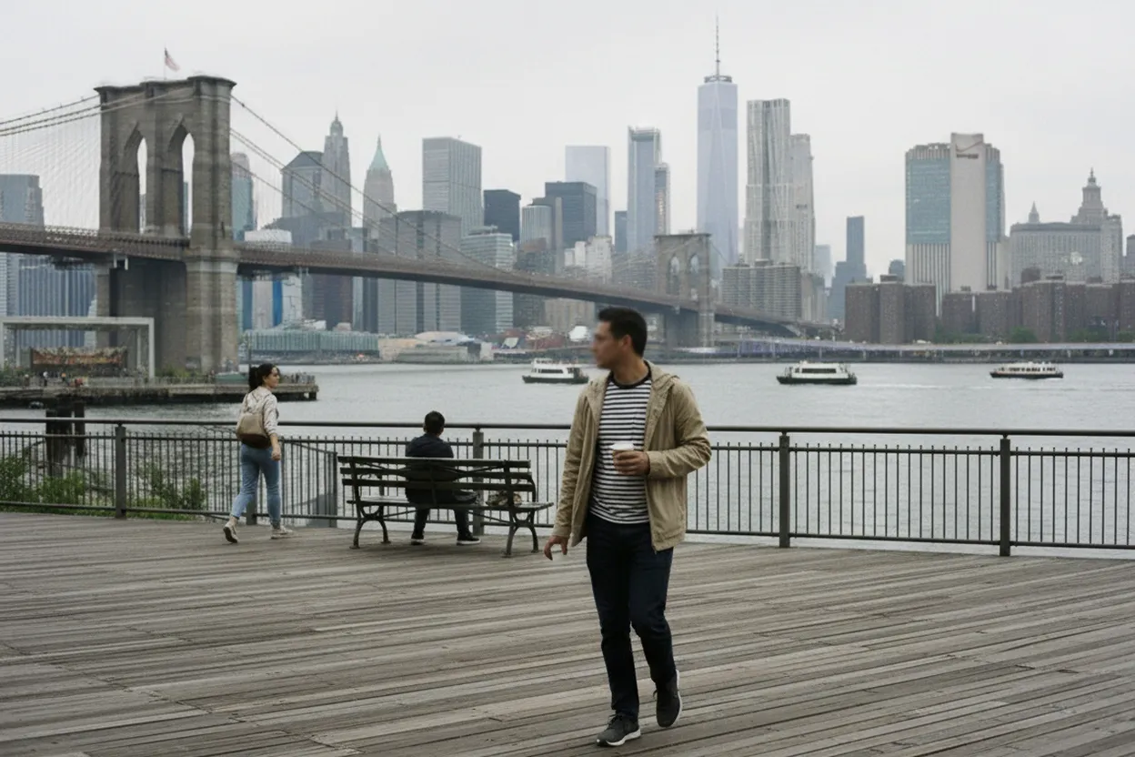 NYC experience scene for Understanding Global Shipping Routes: Observing an Oil Tanker from NYC's Waterfront Parks