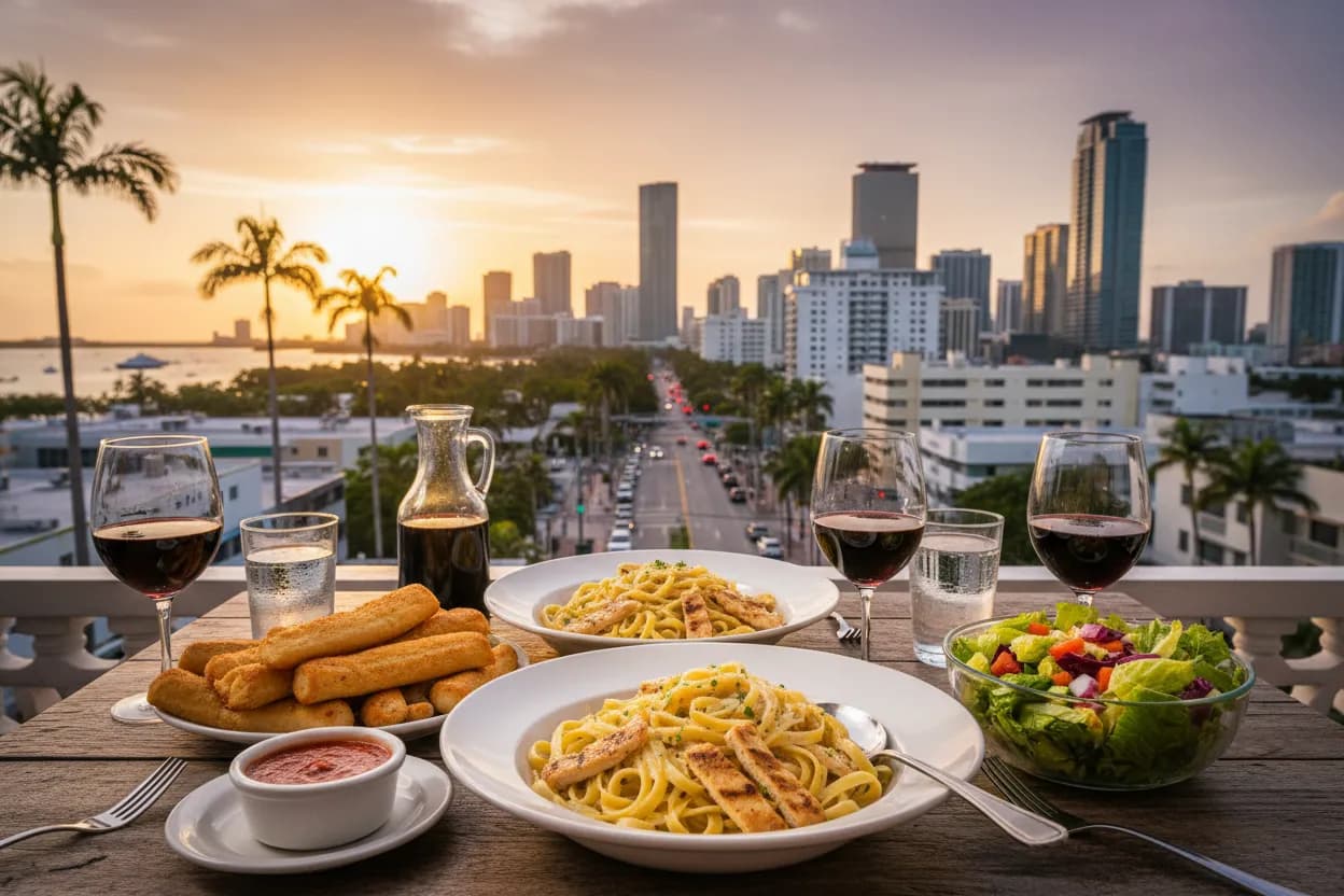 Realistic Miami scene for Miami Olive Garden Near Me for Family Dinner Plans