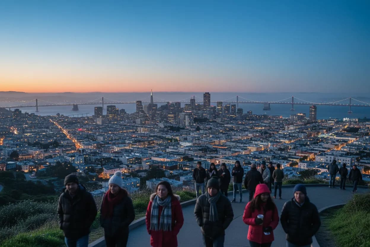 Realistic San Francisco scene for San Francisco New Year's Eve Guide for Dinner and Parties