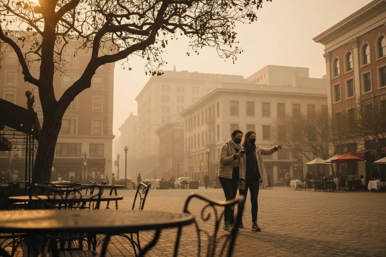 Practical city scene for SF Air Quality Alerts Before Outdoor Dining Plans