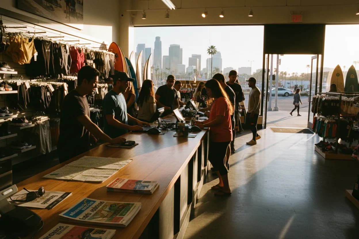 Realistic Los Angeles scene for LA Academy Sports Guide for Beach Gear and Outdoor Plans