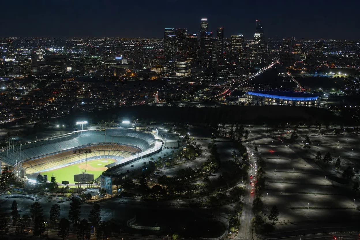 Realistic city scene for athletics vs reds: A Los Angeles Sports and Social Plan
