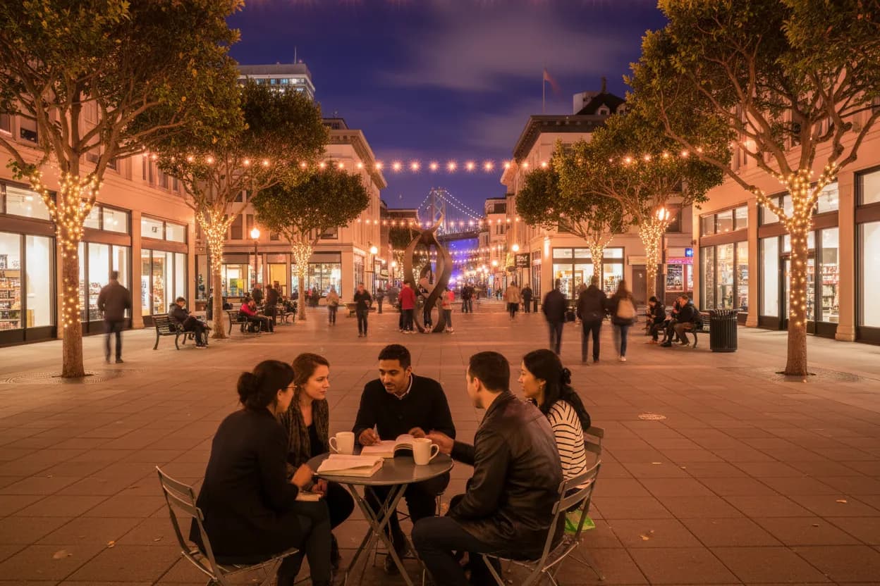 Realistic San Francisco scene for SF Book Clubs Near Me for New Residents