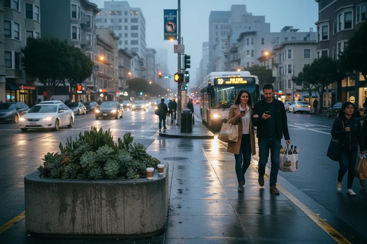 Realistic San Francisco scene for San Francisco Total Wine Guide for Dinner Party Shopping