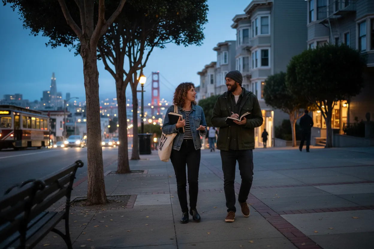 Practical city scene for San Francisco Book Clubs Guide for Social Weeknight Plans