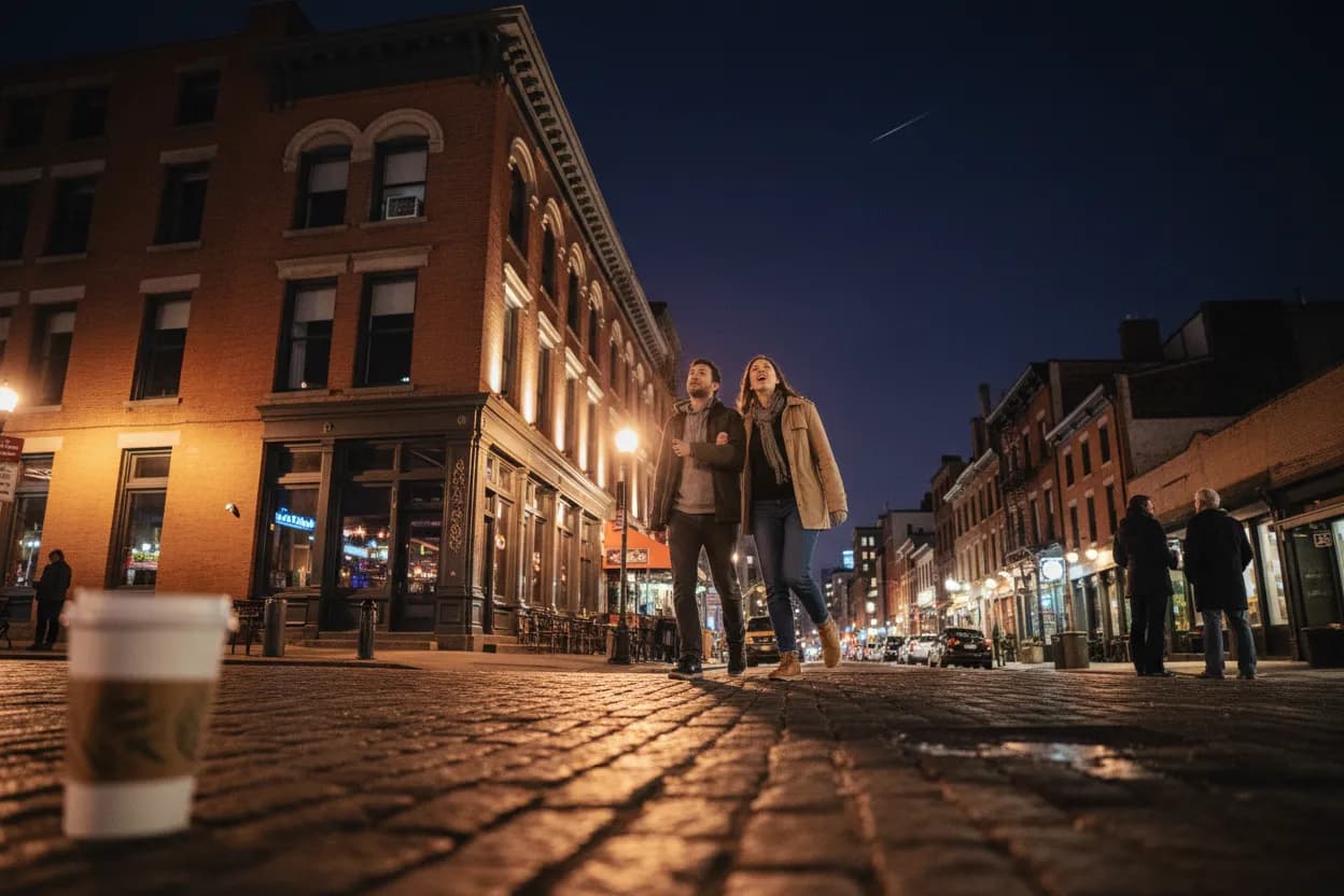 Practical city scene for meteor shower: A NYC Night Out With Backups