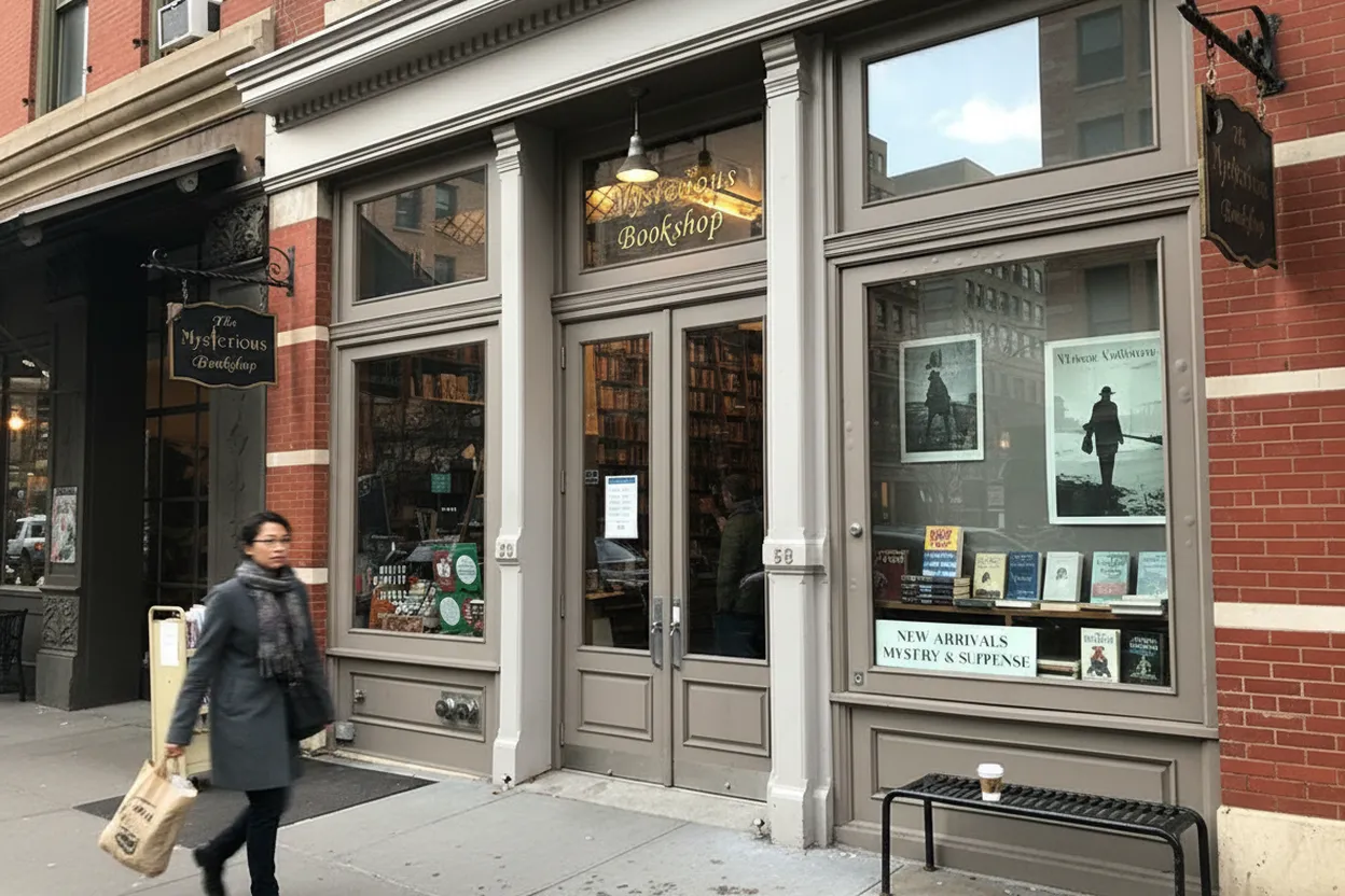 Cover scene for Mysterious Bookshop Stop Before a Rainy Tribeca Dinner Plan Hardens
