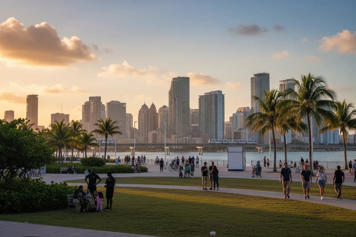 Realistic city scene for trump executive order childhood vaccines: A Free Miami Day With Backups