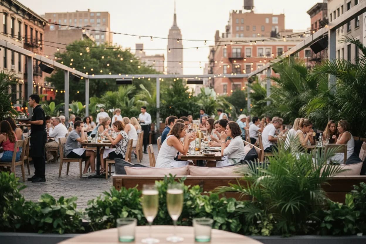 Realistic NYC scene for Best Outdoor Dining in NYC for Warm August Evenings