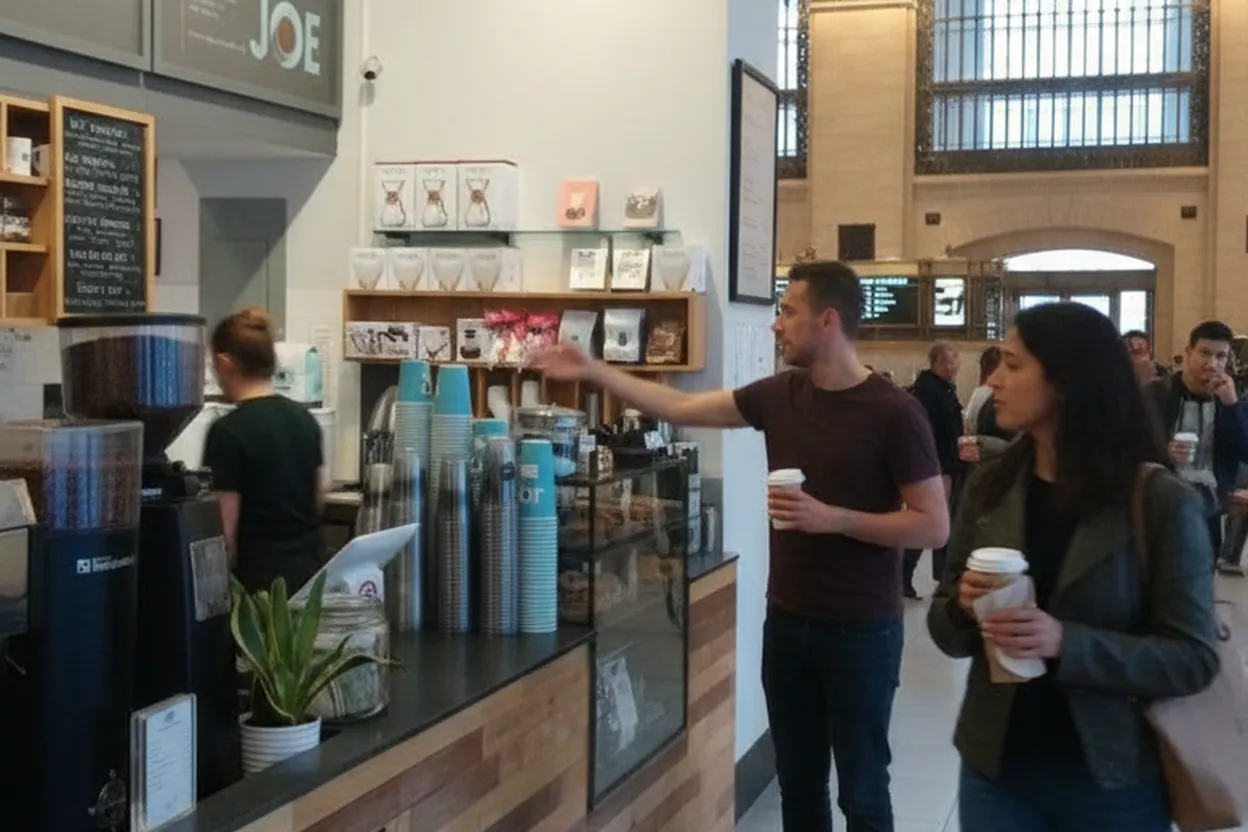 New York City experience scene for Compare chevrolet silverado ev charging stops near Grand Central coffee