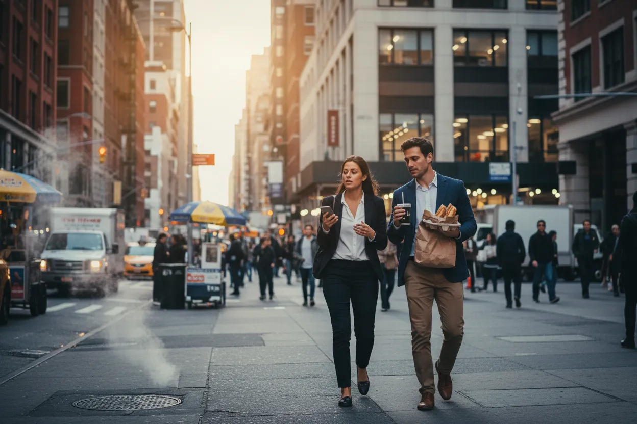 Practical city scene for NYC Jersey Mike's Near Me for Office Lunch Orders