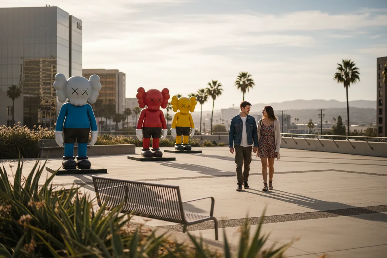 Practical city scene for LA KAWS Exhibits and Culture Stops to Track