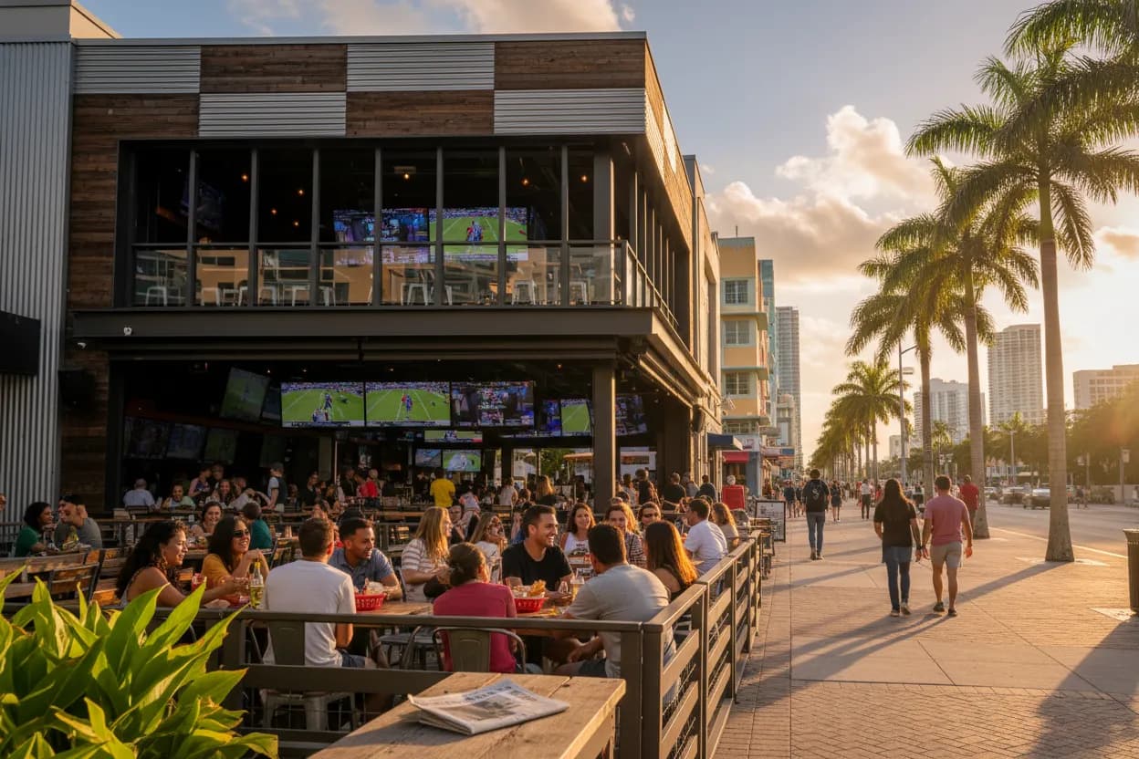 Realistic Miami scene for Miami Buffalo Wild Wings Guide for Sports-Watching Nights