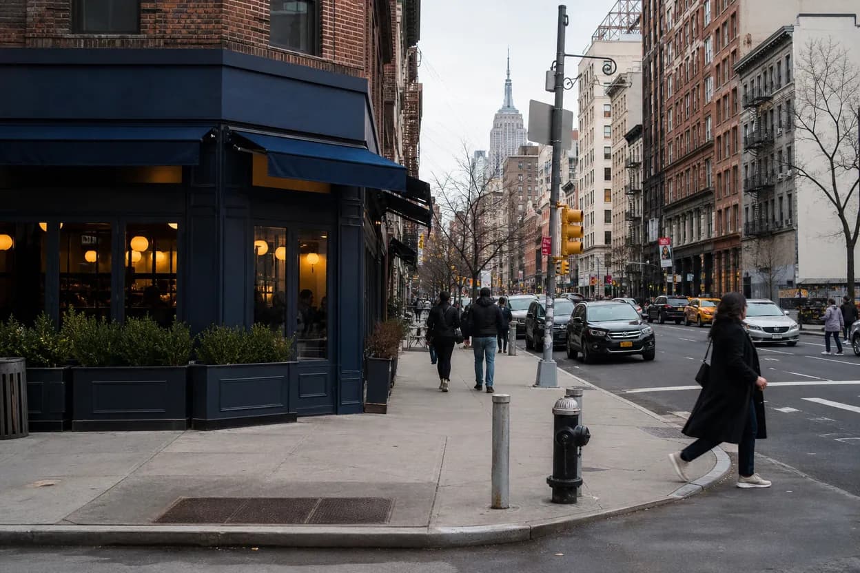 Realistic city scene for monty lopez: A NYC Dinner Route With Backups