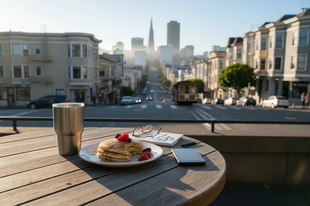 Realistic San Francisco scene for San Francisco IHOP Guide for Breakfast Meetings and Brunch