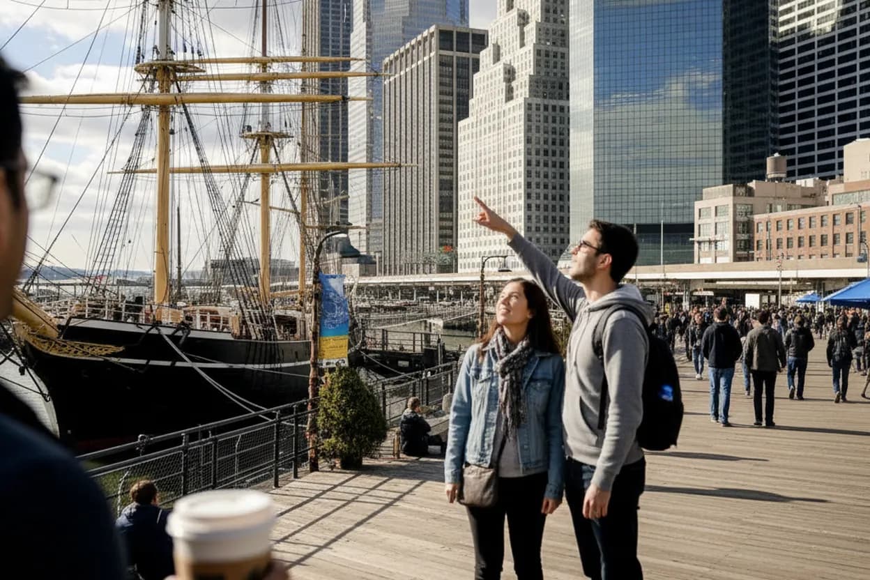 NYC experience scene for South Street Seaport Museum Gallery Stop Before a Waterfront Walk