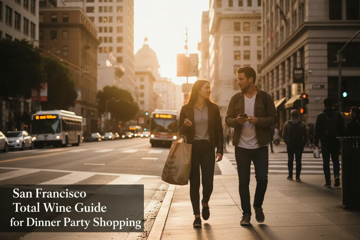 Practical city scene for San Francisco Total Wine Guide for Dinner Party Shopping