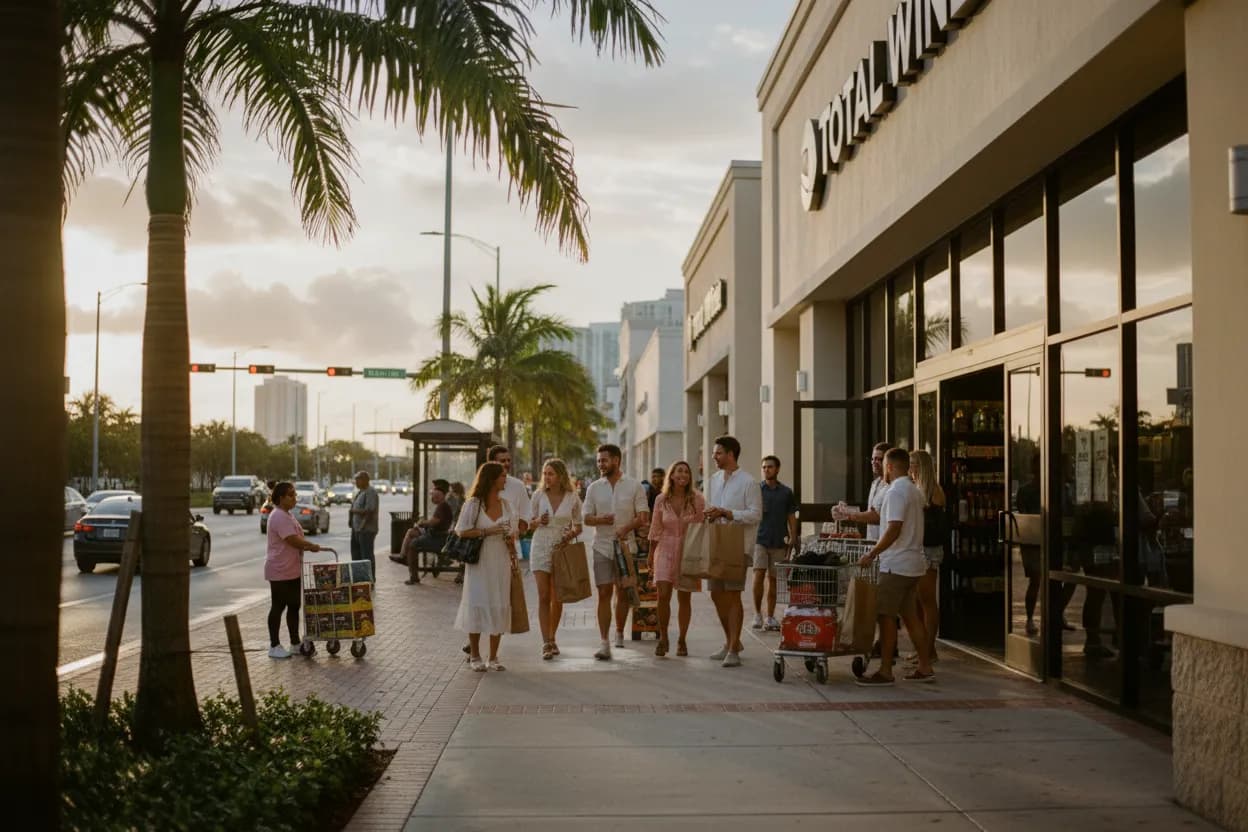 Realistic Miami scene for Miami Total Wine Near Me for Party Planning