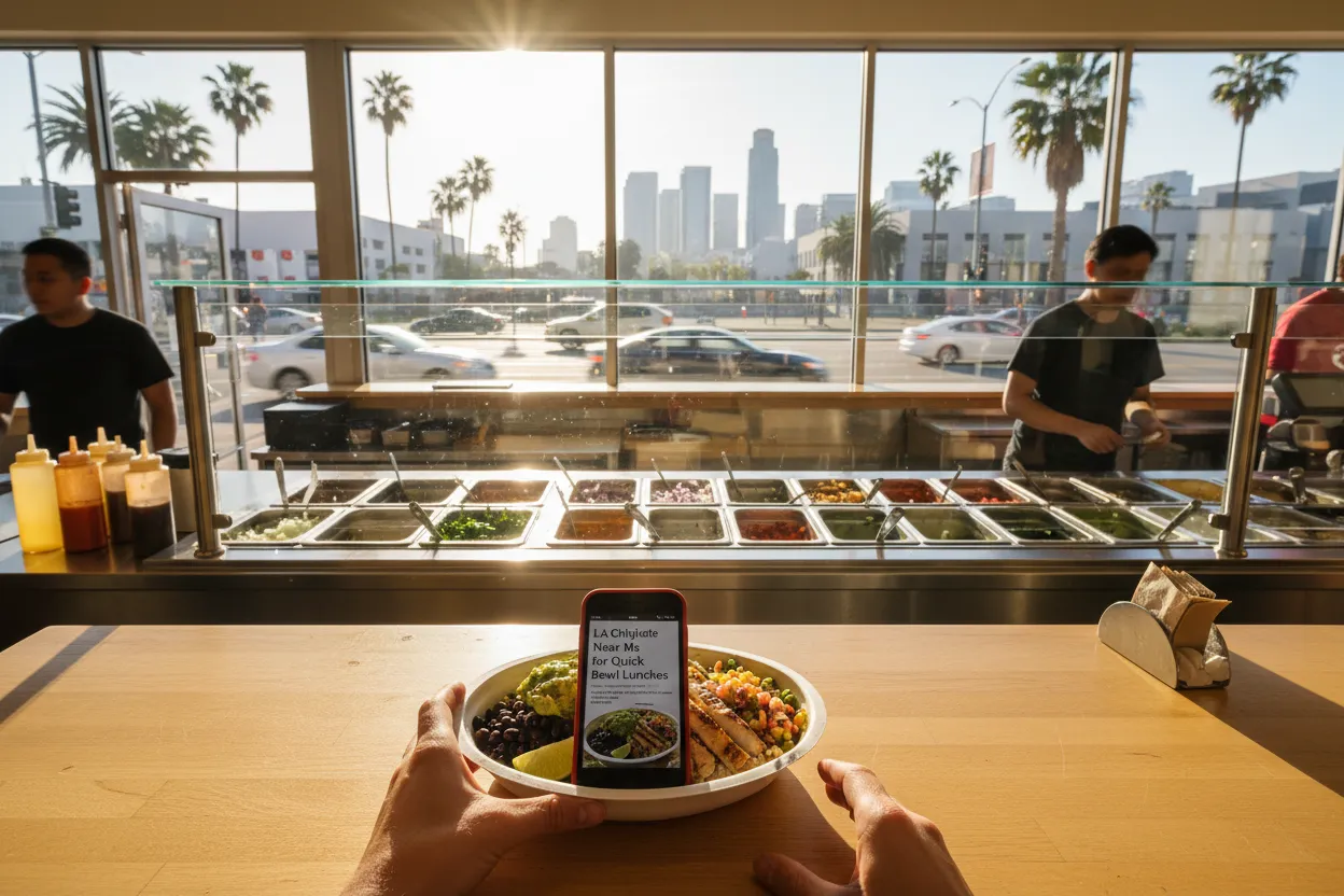 Realistic Los Angeles scene for LA Chipotle Near Me for Quick Bowl Lunches