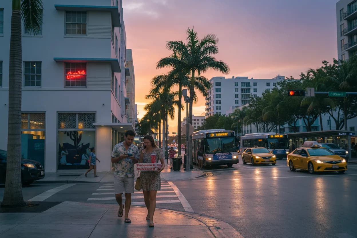 Realistic Miami scene for Miami Pizza Hut Guide for Easy Group Takeout Nights