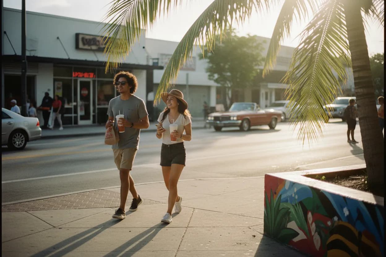 Practical city scene for Miami Fast Food Near Me for Road Trip Stops