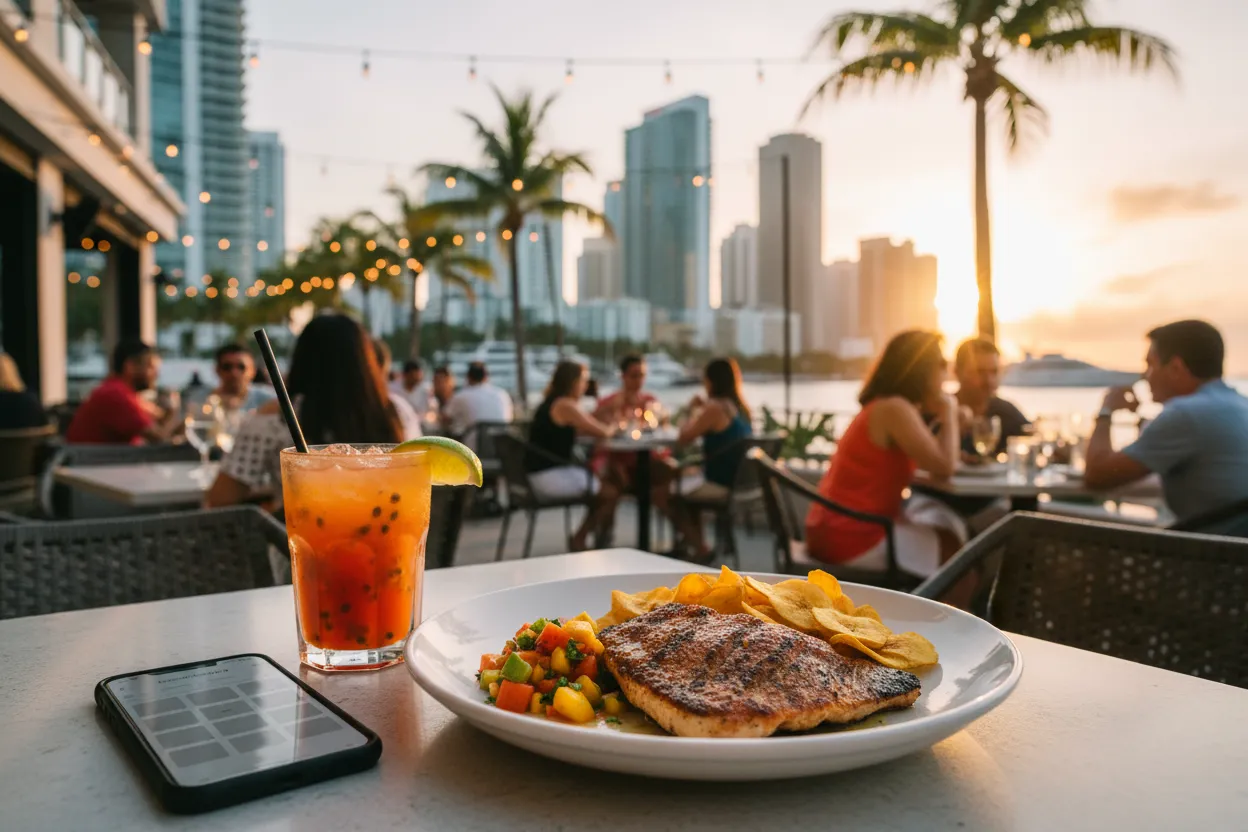 Realistic Miami scene for Miami Resy Reservations Guide for Busy Weekend Tables