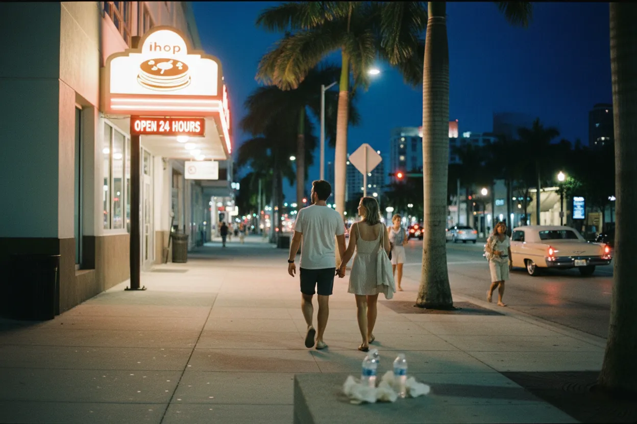 Practical city scene for Miami IHOP Near Me for Late Pancake Cravings