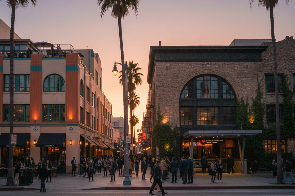 Realistic city scene for luis arraez: A Los Angeles Night Out With Backups