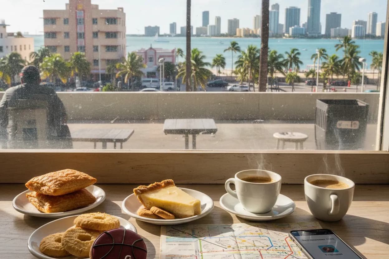 Realistic city scene for kevin love: A Miami Coffee and Dessert Route