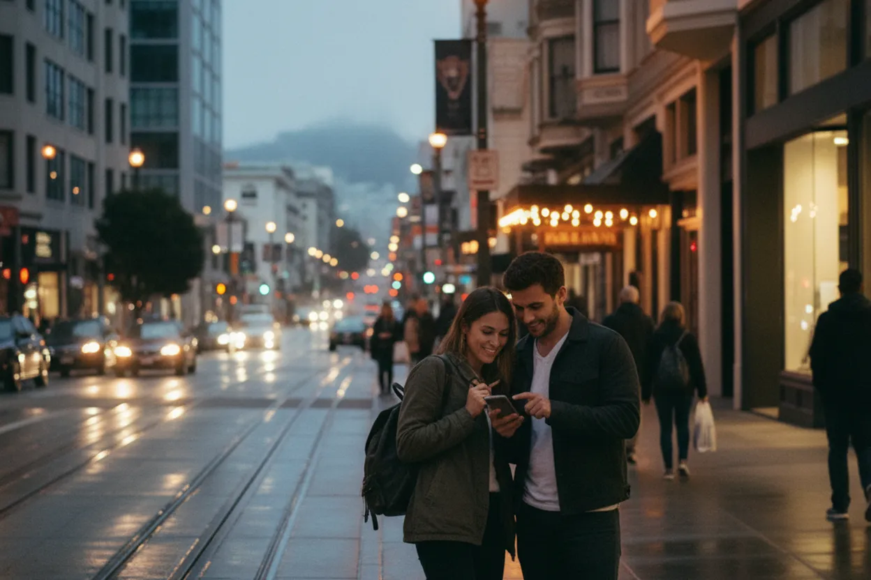 Practical city scene for lollapalooza 2026: A San Francisco Night Out With Backups
