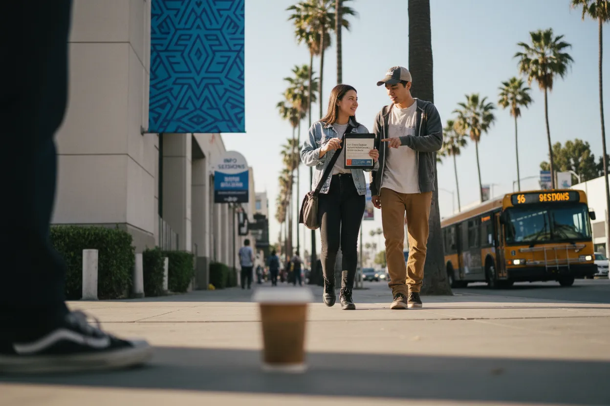 Practical city scene for LA Food Handler Certification Guide for Restaurant Workers