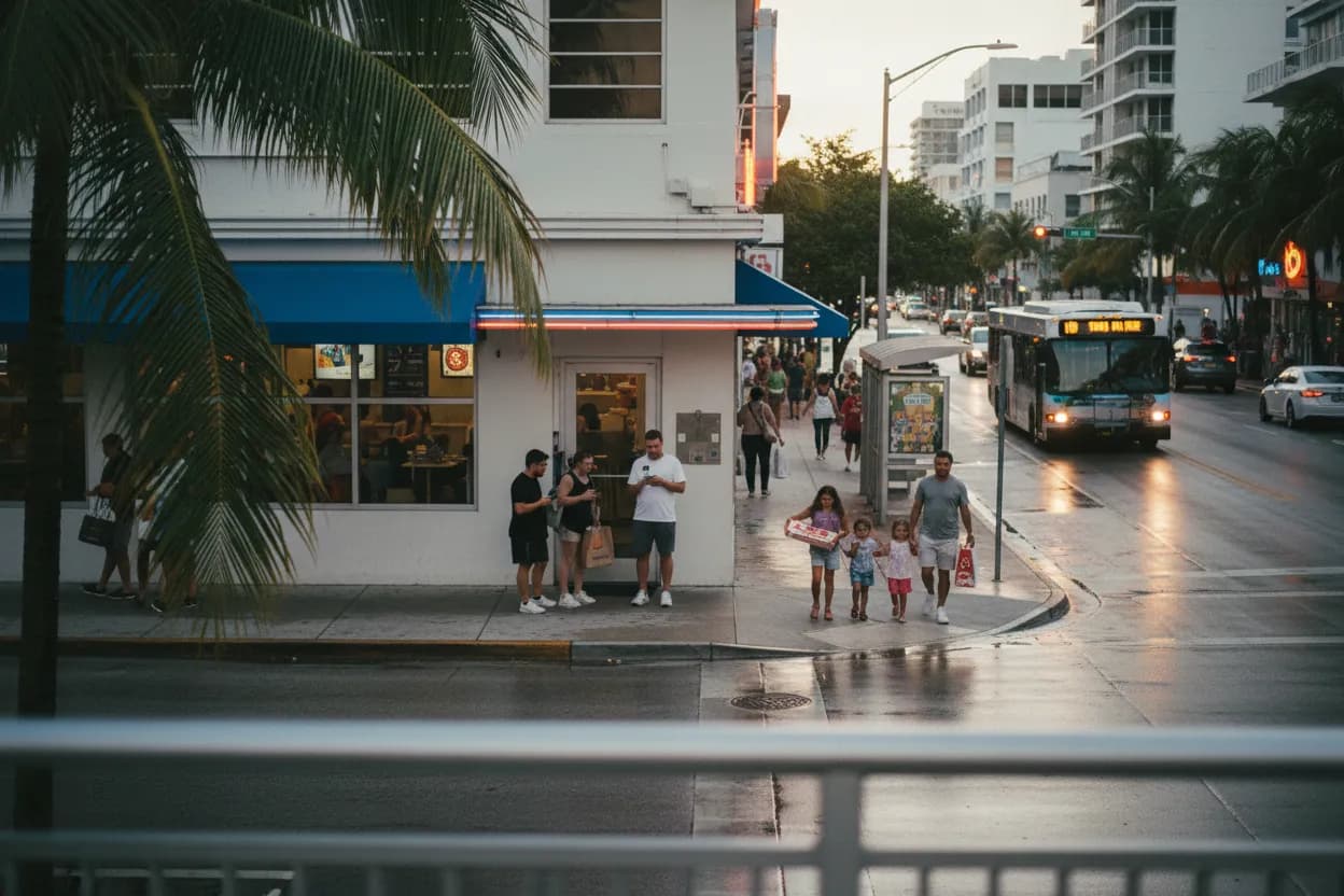 Realistic Miami scene for Miami Pizza Hut Near Me for Hotel Room Dinners