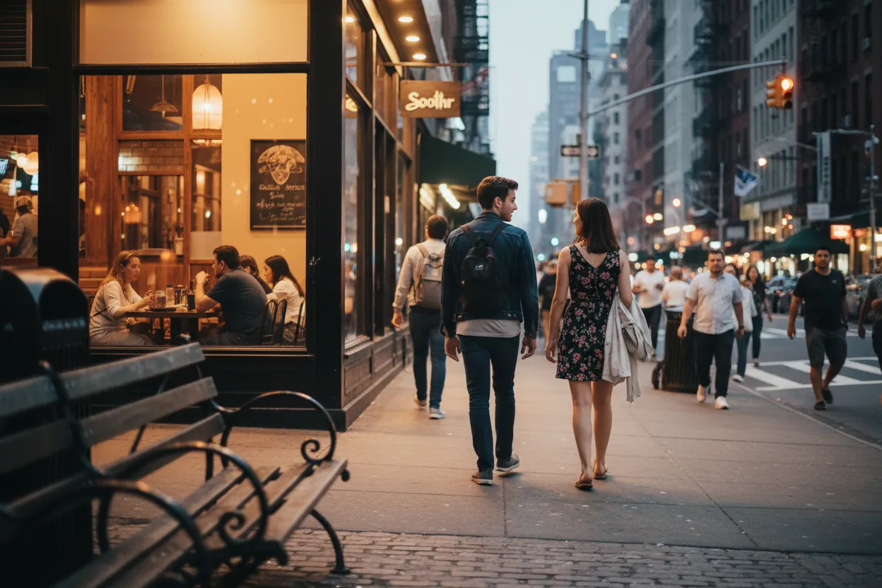 Practical city scene for Soothr NYC Guide for Thai Dinner Before Downtown Drinks