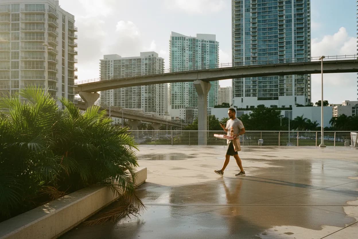 Practical city scene for Miami Pizza Hut Guide for Easy Group Takeout Nights