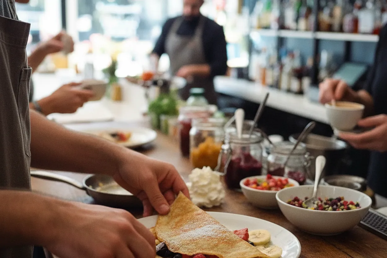 Editorial detail for Golden Creperie Near St. George for a Ferry-Day Dessert With Seats