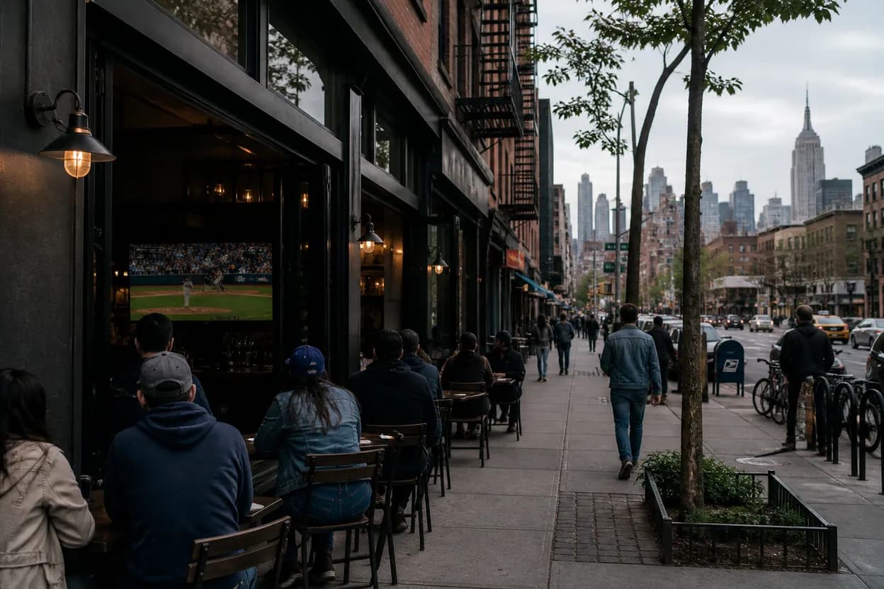 Realistic city scene for pete crow armstrong: Where NYC Fans Can Watch Together