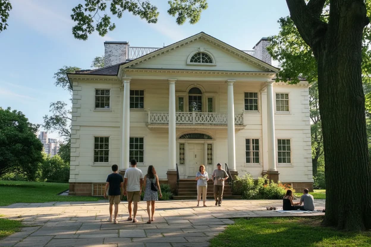 Cover scene for Morris-Jumel Mansion Porch-and-Garden Stop Before a Washington Heights Dinner