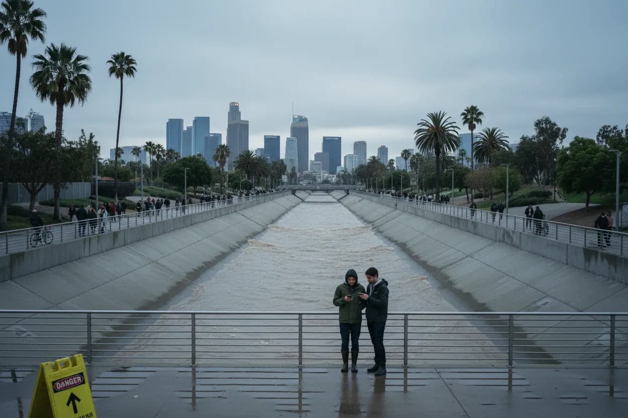 Realistic Los Angeles scene for LA Flood Watch Guide for Weekend Events and Canyons