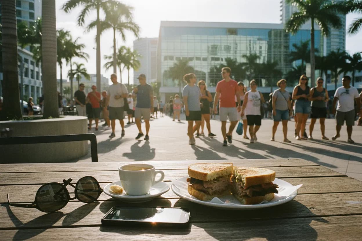Realistic Miami scene for Miami Lunch Near Me: Quick Bites Between Plans