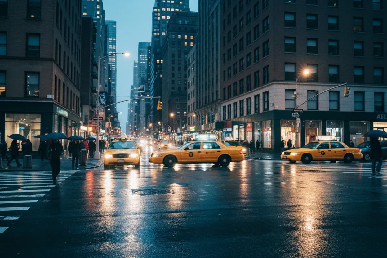 Realistic NYC scene for NYC Taxi Guide for Airport Trips and Late Nights