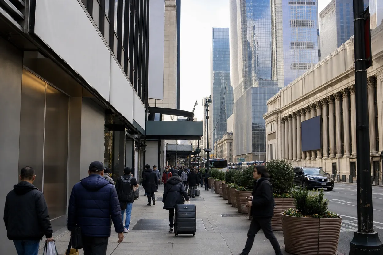 New York City experience scene for luke kuechly and the Moynihan Train Hall after-school pickup shortcut