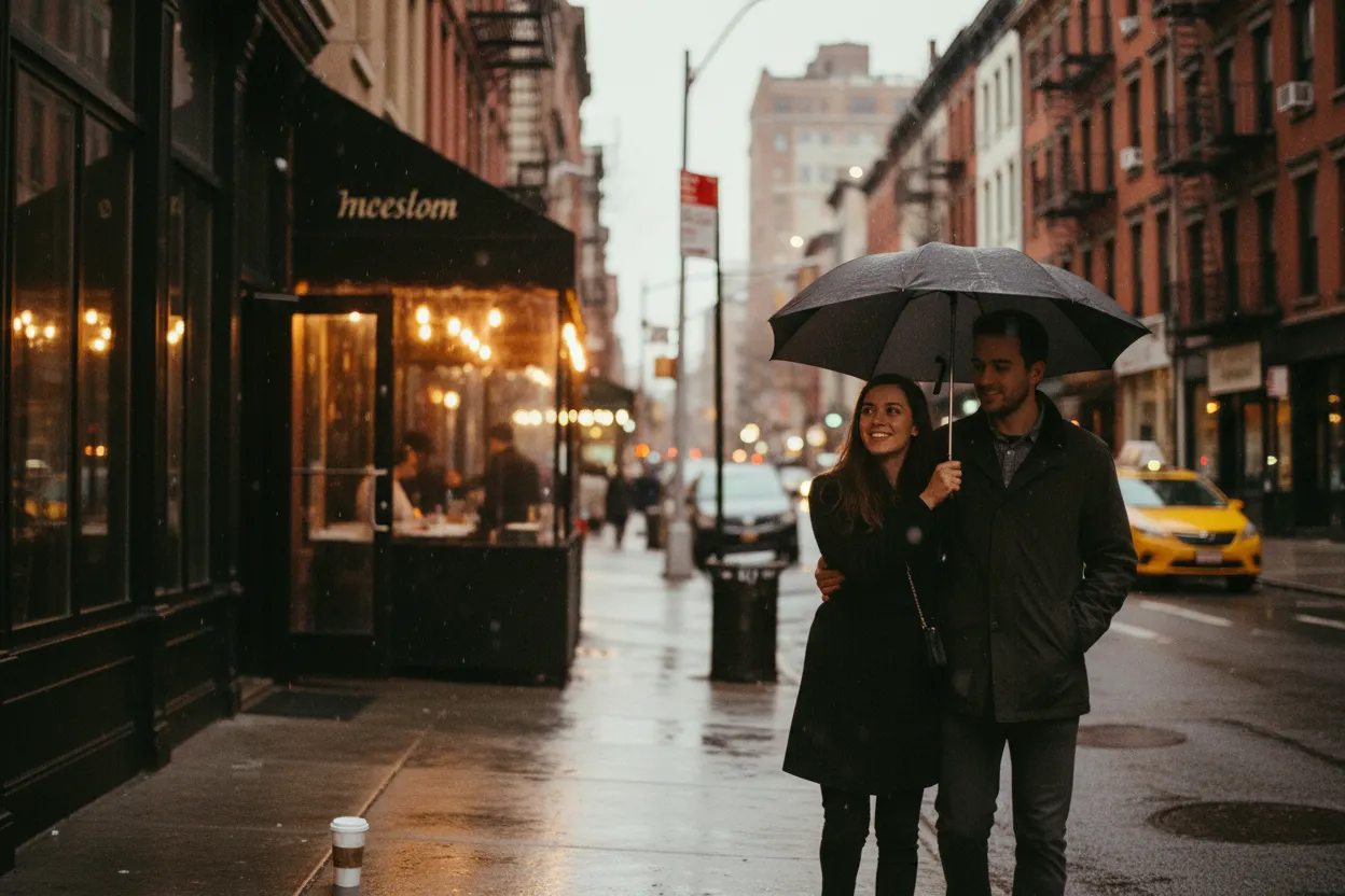 Practical city scene for NYC Dinner Near Me for Dates, Groups, and Solo Meals