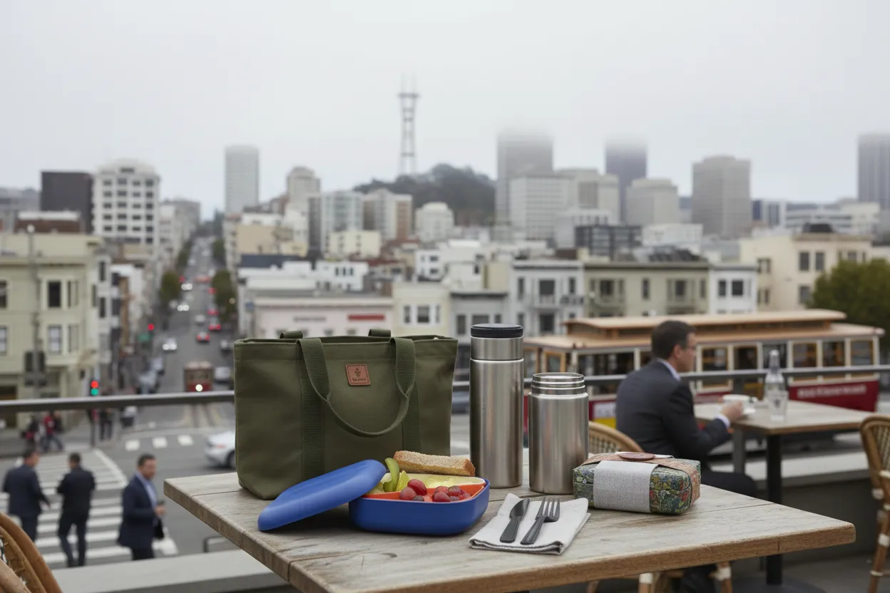 Realistic San Francisco scene for San Francisco Best Lunch Boxes for Adult Office Days